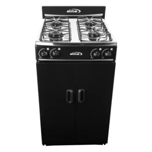 Estufa de Piso ABBA 4 Puestos Gas Propano Con Gabinete Negro